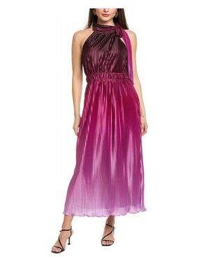 Anne Klein womens Bow Neck Halter Midi Dress, Size 12, Purple MSRP $159